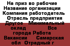 На приз-во рабочие › Название организации ­ Компания-работодатель › Отрасль предприятия ­ Другое › Минимальный оклад ­ 30 000 - Все города Работа » Вакансии   . Самарская обл.,Отрадный г.